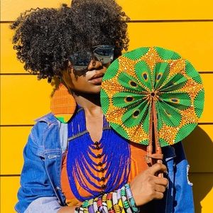 African print foldable Handfans.